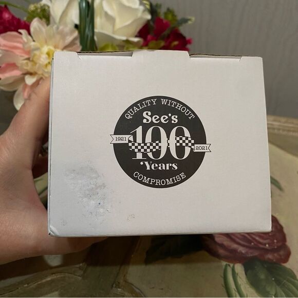 See’s Candies 100 Years Black Centennial Mug Checkered Handle New in Box NIB - Picture 3 of 16